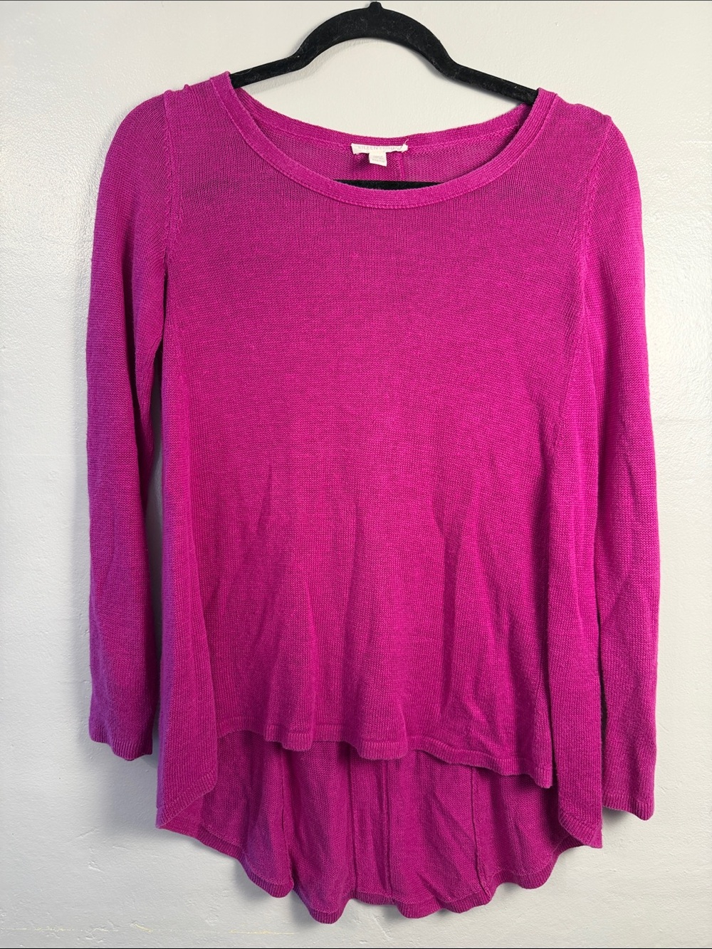 Eileen Fisher organic linen jersey, long sleeve tunic top  Magenta XX small